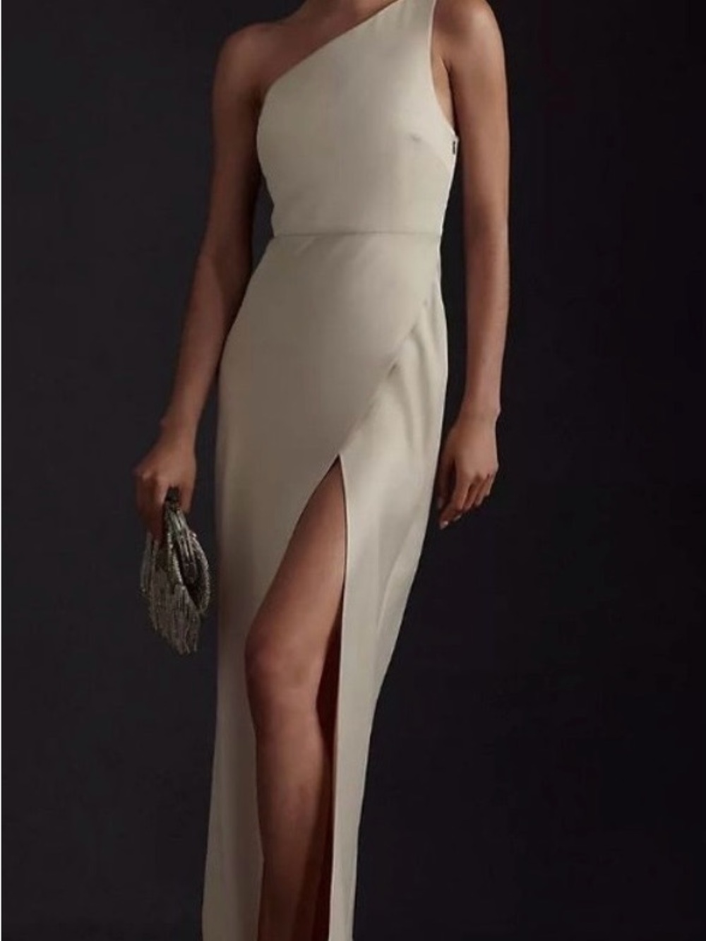 BHLDN Anthropology Dylan One-Shoulder Evening Gown in Champagne